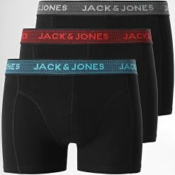 Coupon 🧨 Lot De 3 Boxers Waistband Noos Noir de Jack And Jones 🔥