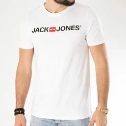 Sortie ⌛ Tee 👚 Shirt Corp Logo Blanc de Jack And Jones 🎁