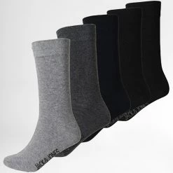 Acheter 👏 Lot De 5 Paires De Chaussettes Jens Noir Gris Anthracite Chiné de Jack And Jones 🔔