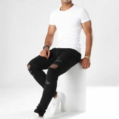 Meilleure affaire 😉 Jean Skinny Troué Liam Original Noir de Jack And Jones 😍 -Jack And Jones Soldes jack and jones 147009 12126504 BLACK NOOSFW18 20180710T101249 03
