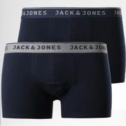 Meilleure vente 🤩 Lot De 2 Boxers Vincent Gris Bleu Marine de Jack And Jones ✔️