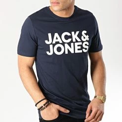 Sortie 🔥 Tee 👚 Shirt Corp Logo Bleu Marine de Jack And Jones ⭐
