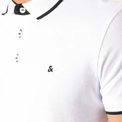 Nouveau 🥰 Polo Manches Courtes Paulos Blanc Noir de Jack And Jones 🤩 -Jack And Jones Soldes jack and jones 171739 12136668 WHITE 2 20190215T152412 03