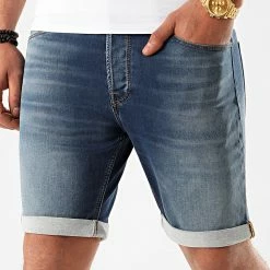 Nouveau 😉 Short Jean Rick Icon Bleu Denim de Jack And Jones ⌛