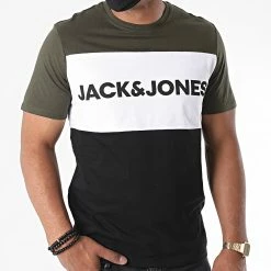 Le moins cher 😍 Tee 👕 Shirt Tricolore Logo Blocking Vert Kaki Blanc Noir de Jack And Jones 🛒 -Jack And Jones Soldes jack and jones 225339 12173968 FOREST NIGHT 20200713T160127 04