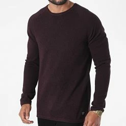 Bon marché ✔️ Pull Hill Knit Bordeaux Chiné de Jack And Jones 🤩