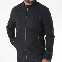 Acheter 🔔 Veste Biker Rocky Noir de Jack And Jones 👍 -Jack And Jones Soldes jack and jones 226303 12147218 JET BLACK FAKE SUEDE 20200724T162741 03