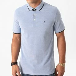 Tout neuf 🔔 Polo Manches Courtes Paulos Bleu Clair Chiné de Jack And Jones 😍