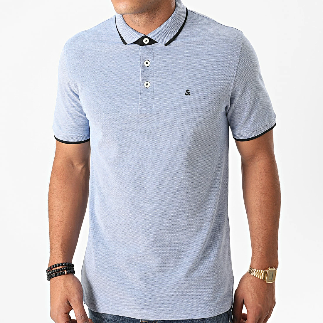 Tout neuf 🔔 Polo Manches Courtes Paulos Bleu Clair Chiné de Jack And Jones 😍 1 Tout neuf 🔔 Polo Manches Courtes Paulos Bleu Clair Chiné de Jack And Jones 😍