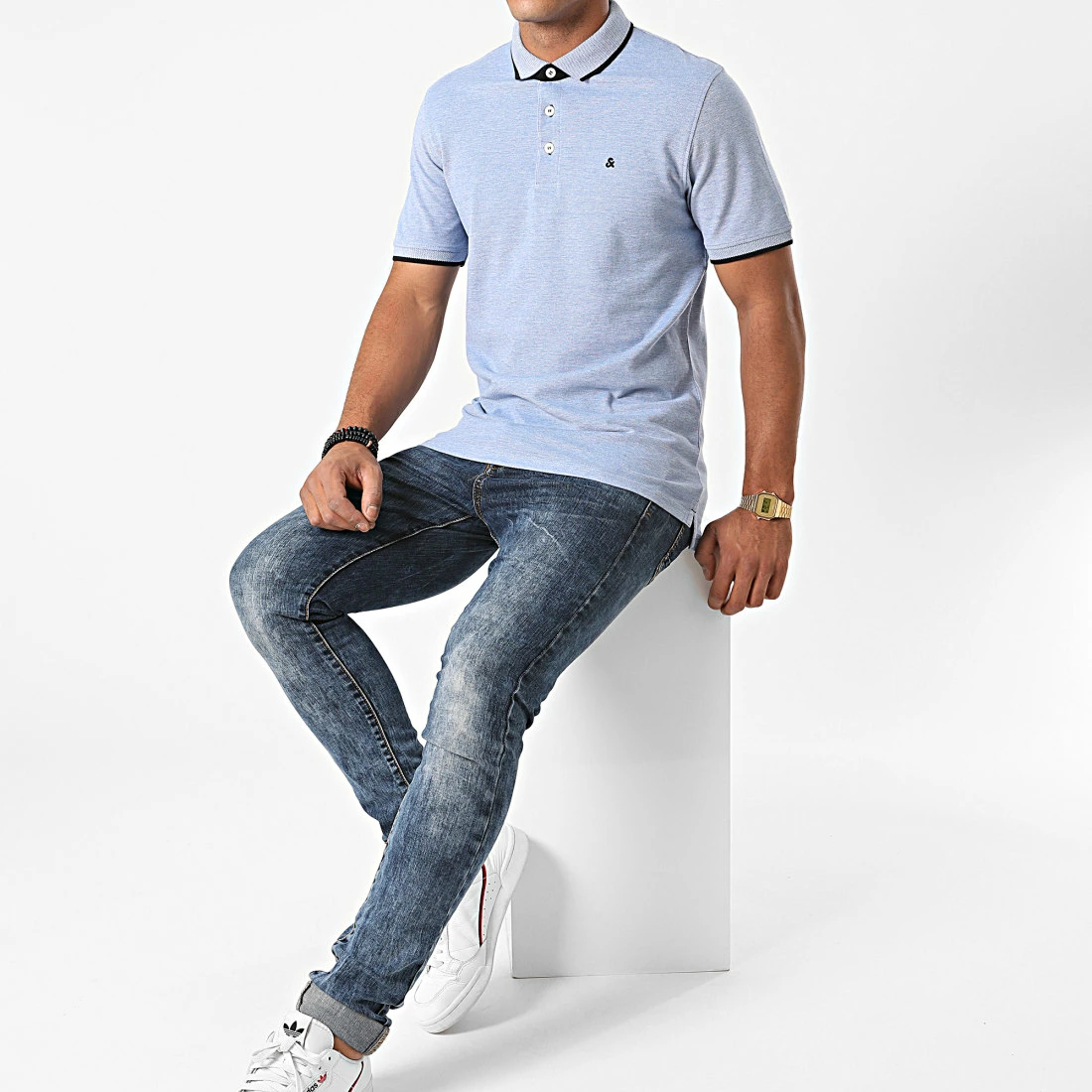 Tout neuf 🔔 Polo Manches Courtes Paulos Bleu Clair Chiné de Jack And Jones 😍 3 Tout neuf 🔔 Polo Manches Courtes Paulos Bleu Clair Chiné de Jack And Jones 😍 – Image 3