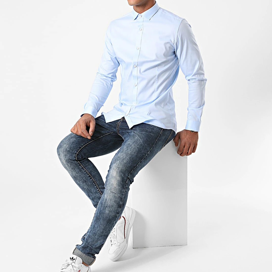 Remise ✨ Chemise Manches Longues Parma Bleu Clair de Jack And Jones 🎁 3 Remise ✨ Chemise Manches Longues Parma Bleu Clair de Jack And Jones 🎁 – Image 3