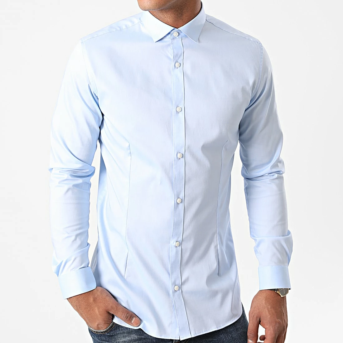 Remise ✨ Chemise Manches Longues Parma Bleu Clair de Jack And Jones 🎁 4 Remise ✨ Chemise Manches Longues Parma Bleu Clair de Jack And Jones 🎁 – Image 4