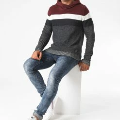 Meilleure vente ⌛ Pull Capuche Wesley Bleu Marine Bordeaux de Jack And Jones 🔔 -Jack And Jones Soldes jack and jones 230374 12173740 PORT ROYALE 20200831T141041 04