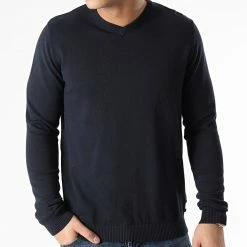 Le moins cher 👏 Sweat Col V Basic Bleu Marine de Jack And Jones 🔥