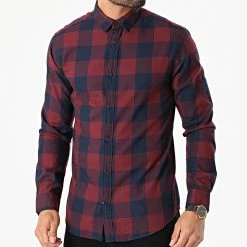 Budget ❤️ Chemise Manches Longues Gingham Carreaux Bordeaux de Jack And Jones 😉