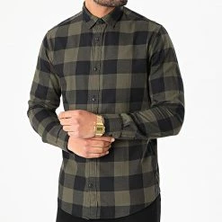 Bon marché 😉 Chemise Manches Longues Gingham Carreaux Vert Kaki de Jack And Jones 👍 -Jack And Jones Soldes jack and jones 244122 12181602 DUSTY OLIVE 20201215T134547 03