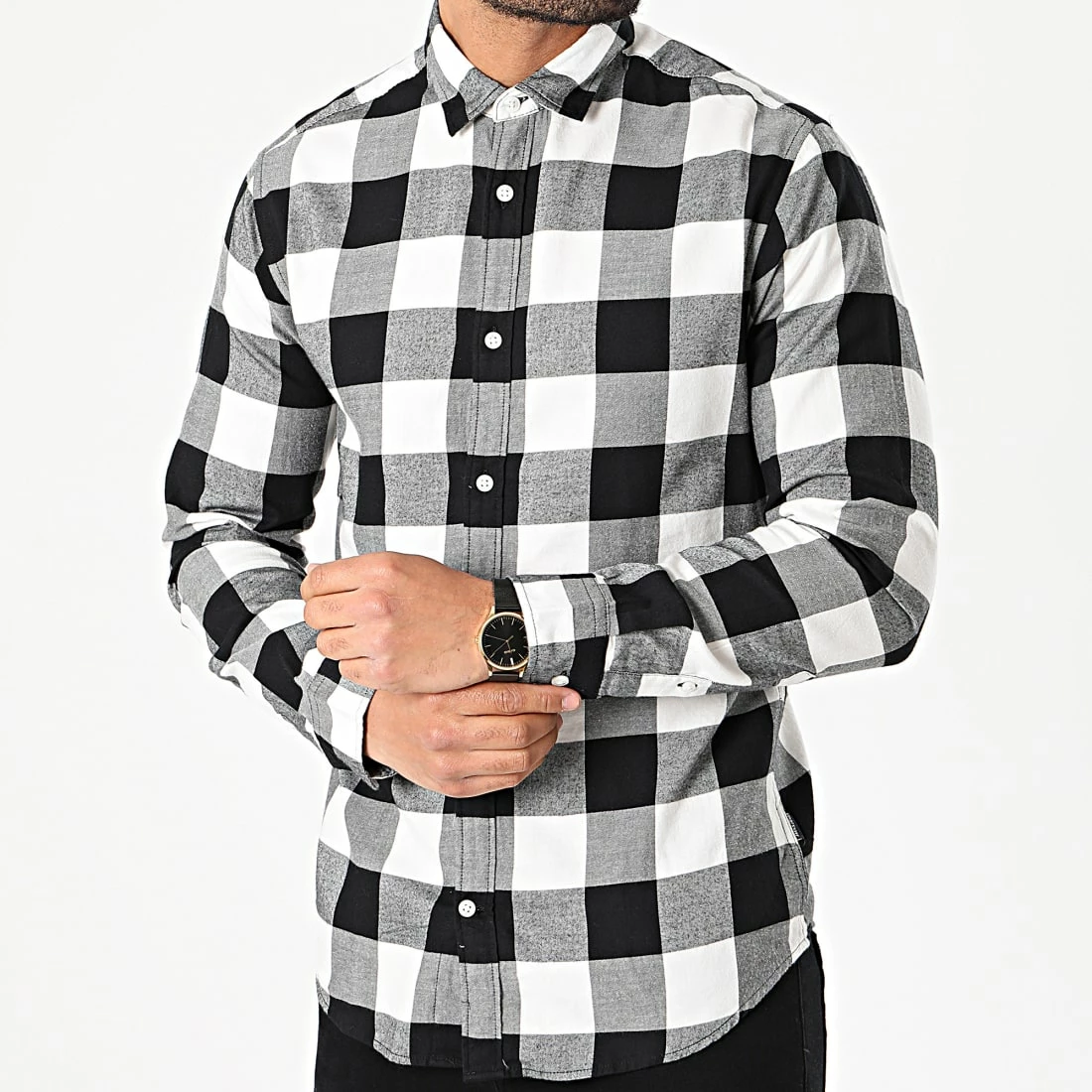Bon marché ✨ Chemise Manches Longues Gingham Carreaux Blanc Noir de Jack And Jones 💯 3 Bon marché ✨ Chemise Manches Longues Gingham Carreaux Blanc Noir de Jack And Jones 💯 – Image 3