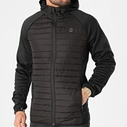 Grosses soldes 🛒 Veste Zippée Capuche Multi Quilted Noir de Jack And Jones 😍