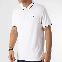 Promo 😉 Polo Manches Courtes Jersey 12180891 Blanc de Jack And Jones ✨