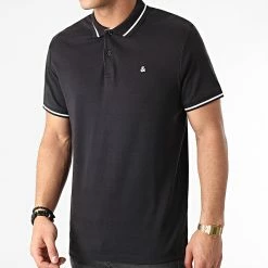 Remise 🛒 Polo Manches Courtes Jersey 12180891 Noir de Jack And Jones 👏