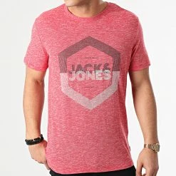 Meilleur prix 😉 Tee 👚 Shirt Delight Rouge Chiné de Jack And Jones 💯
