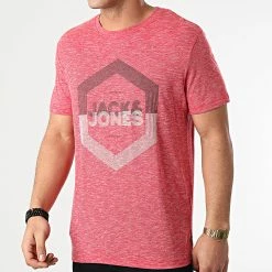 Meilleur prix 😉 Tee 👚 Shirt Delight Rouge Chiné de Jack And Jones 💯 -Jack And Jones Soldes jack and jones 252989 12182603 TRUE RED 20210222T152714 03