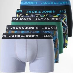 De gros ⭐ Lot De 5 Boxers ☀️ Summer Print 12192796 Bleu Vert de Jack And Jones ⌛