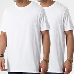 Bon marché 😍 Lot De 2 Tee 👚 Shirts Basic Blanc de Jack And Jones 🛒
