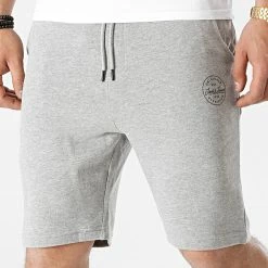 Offres 🎁 Short Jogging Shark Sweat Gris Chiné de Jack And Jones 😉 -Jack And Jones Soldes jack and jones 260002 12182595 LIGHT GREY MEL 20210402T080513 03