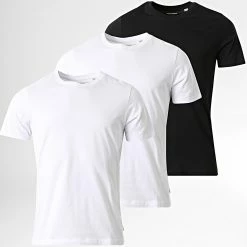 De gros 🔔 Lot de 3 Tee 👕 Shirts Basic Organic Blanc Noir de Jack And Jones ⌛
