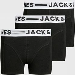 Nouveau 👏 Lot De 3 Boxers Enfant Sense 12149293 Noir de Jack And Jones 👍