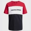 Grosses soldes ⌛ Tee 👚 Shirt Enfant Logo Block 12174282 Rouge Bleu Marine de Jack And Jones 🛒