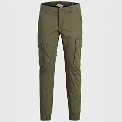 Promo 🔔 Pantalon Cargo Enfant Paul 12151639 Vert Kaki de Jack And Jones ⭐