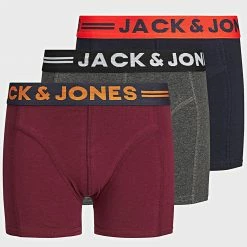 Meilleure vente ✨ Lot De 3 Boxers Enfant Lichfield 12149294 Bordeaux Bleu Marine Gris Anthracite de Jack And Jones 😀