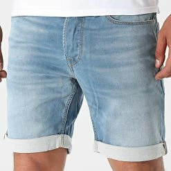 Tout neuf ⭐ Short Jean Rick Icon 12166263 Bleu Denim de Jack And Jones ❤️