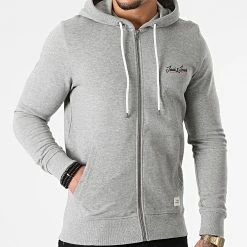 Le moins cher ✔️ Sweat Zippé Capuche Tons Gris Chiné de Jack And Jones ⭐ -Jack And Jones Soldes jack and jones 266492 12186716 LGM 20210521T144039 03