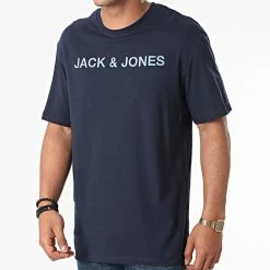 Sortie 🛒 Tee 👚 Shirt Brodi Bleu Marine de Jack And Jones 🤩
