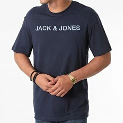 Sortie 🛒 Tee 👚 Shirt Brodi Bleu Marine de Jack And Jones 🤩 -Jack And Jones Soldes jack and jones 267093 12190039 NAVY BLAZER 20210528T135957 03
