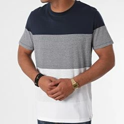 Acheter 😉 Tee 👚 Shirt Laguna Strife Bleu Marine Gris Chiné Blanc de Jack And Jones ✨ -Jack And Jones Soldes jack and jones 267318 12188227 NAVY BLAZER 20210528T135734 03