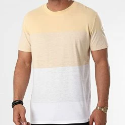 Sortie 🤩 Tee 👕 Shirt Laguna Strife Jaune Gris Chiné Blanc de Jack And Jones 🤩