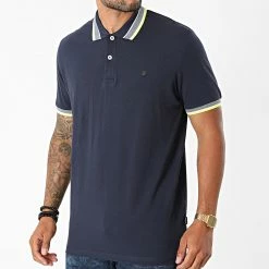 Acheter 🛒 Polo Manches Courtes Neon Paulos Bleu Marine de Jack And Jones 🎉