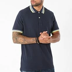 Acheter 🛒 Polo Manches Courtes Neon Paulos Bleu Marine de Jack And Jones 🎉 -Jack And Jones Soldes jack and jones 271341 12192910 20NAVY BLAZER SOLID 20210628T152341 03