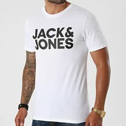 Vente flash ✔️ Tee 👚 Shirt Corp Logo Blanc de Jack And Jones 👍