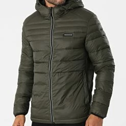 Meilleur prix 🎁 Doudoune Capuche Ace Puffer Vert Kaki de Jack And Jones 🛒
