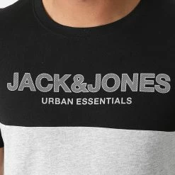 Promo ⌛ Tee 👕 Shirt Urban Blocking Gris Chiné Noir de Jack And Jones 😀 -Jack And Jones Soldes jack and jones 273221 12190452 BLACK WHITE GRIF 20210712T150335 03