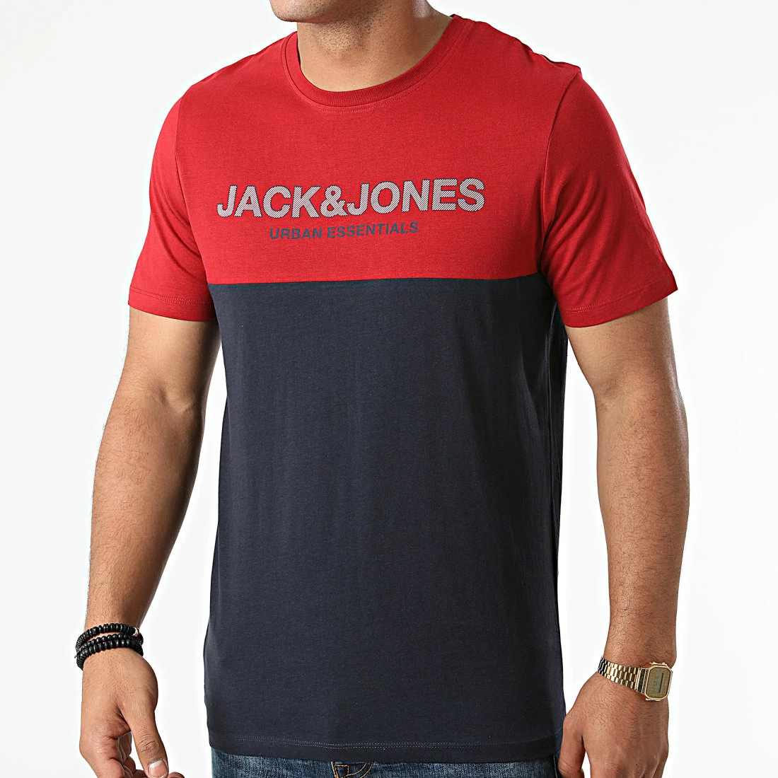 Promo ✔️ Tee 👕 Shirt Urban Blocking Bleu Marine Rouge de Jack And Jones 😍 1 Promo ✔️ Tee 👕 Shirt Urban Blocking Bleu Marine Rouge de Jack And Jones 😍