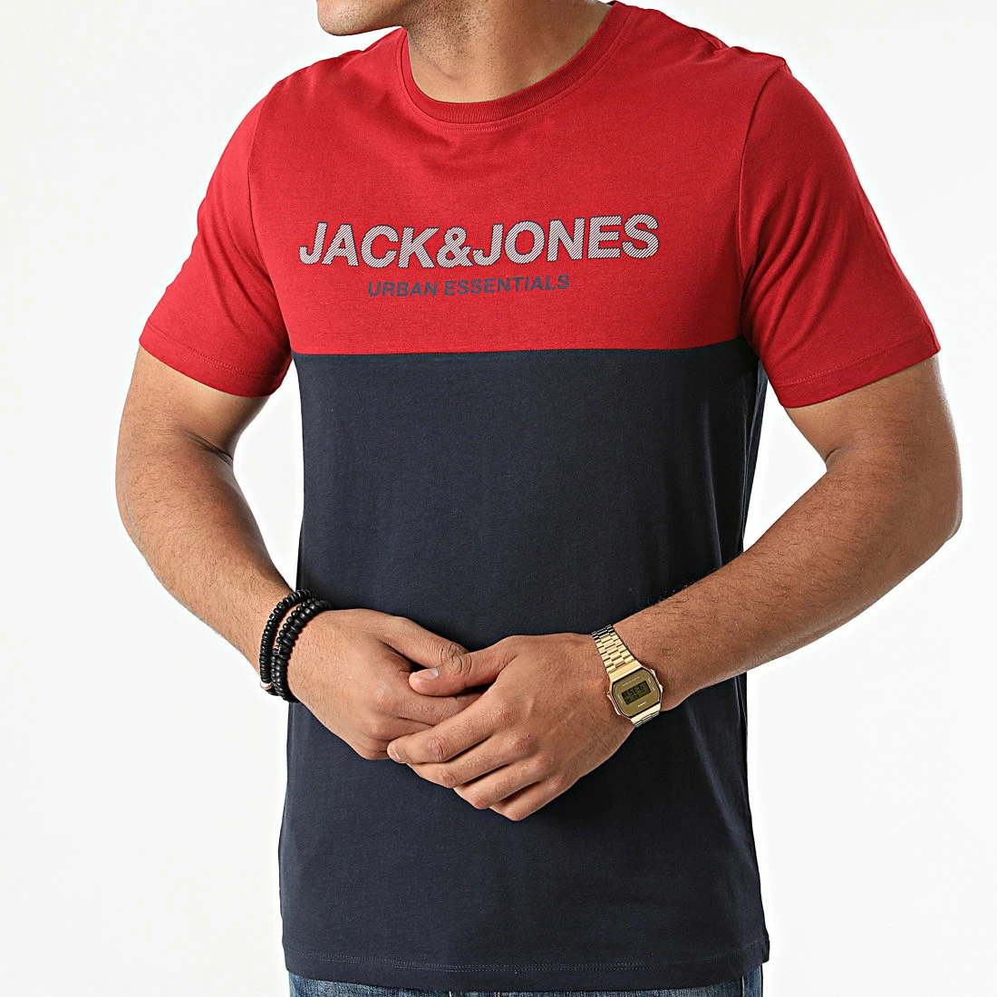 Promo ✔️ Tee 👕 Shirt Urban Blocking Bleu Marine Rouge de Jack And Jones 😍 3 Promo ✔️ Tee 👕 Shirt Urban Blocking Bleu Marine Rouge de Jack And Jones 😍 – Image 3