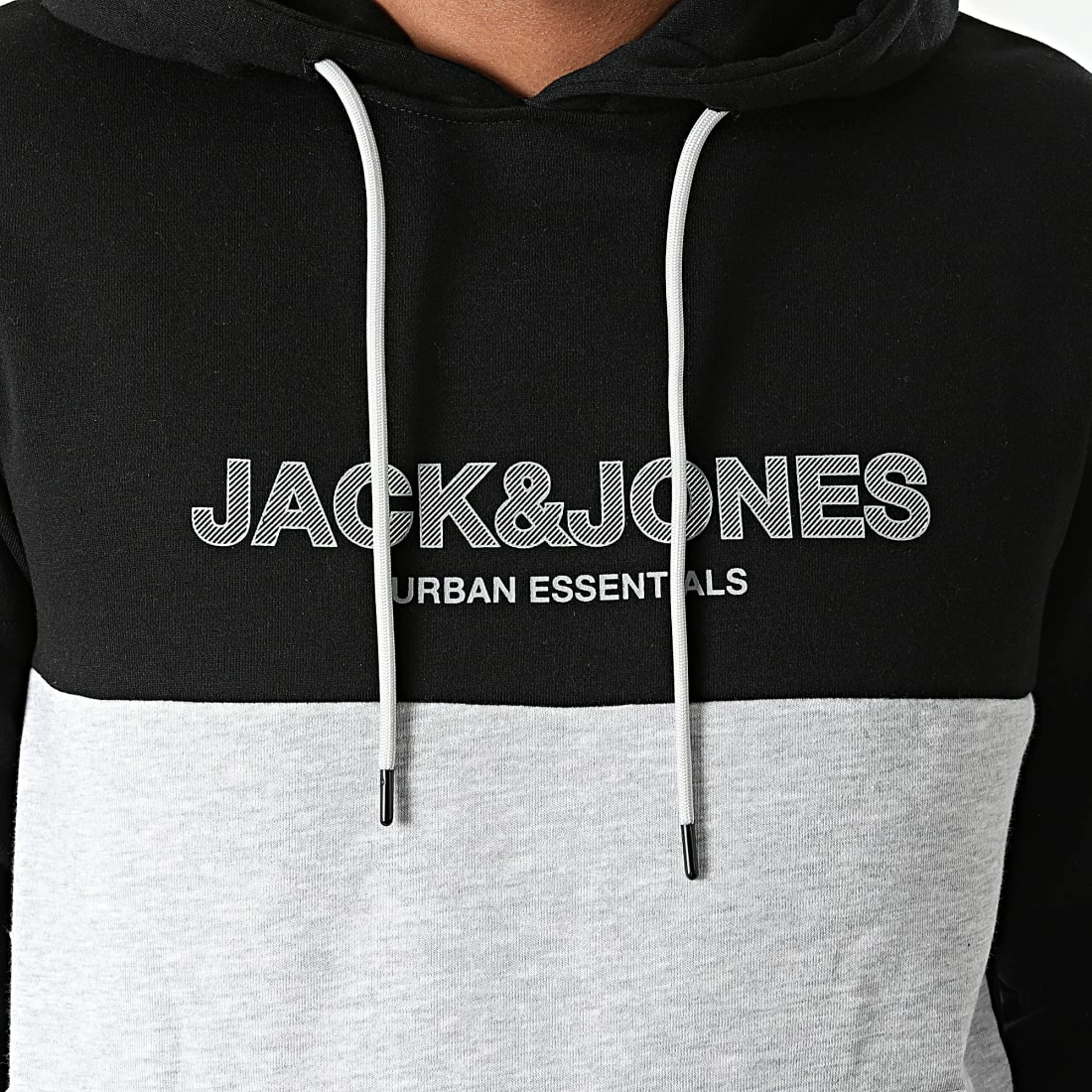 Offres 👏 Sweat Capuche Urban Blocking Noir Gris Chiné de Jack And Jones 🎉 2 Offres 👏 Sweat Capuche Urban Blocking Noir Gris Chiné de Jack And Jones 🎉 – Image 2
