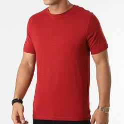 Bon marché 🥰 Tee 👚 Shirt Organic Basic Rouge Foncé de Jack And Jones ✔️