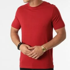 Bon marché 🥰 Tee 👚 Shirt Organic Basic Rouge Foncé de Jack And Jones ✔️ -Jack And Jones Soldes jack and jones 274437 12156101 RED DAHLIA 20210720T163221 03
